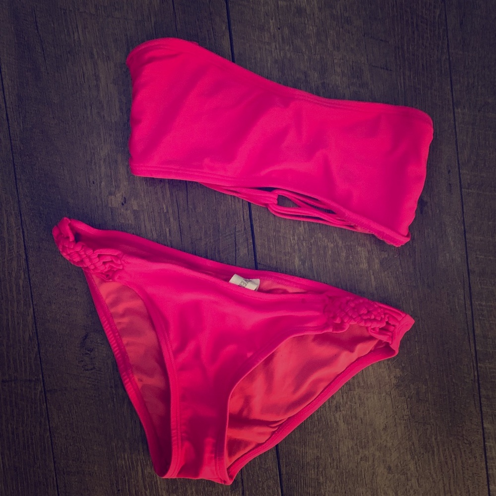 Forever 21 Hot Pink Strapless Bikini